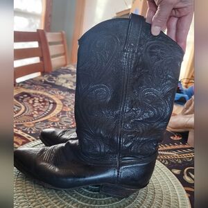 Dan Post Black Embossed Leather Heeled Cowboy Cowgirl Boots Dancing!
